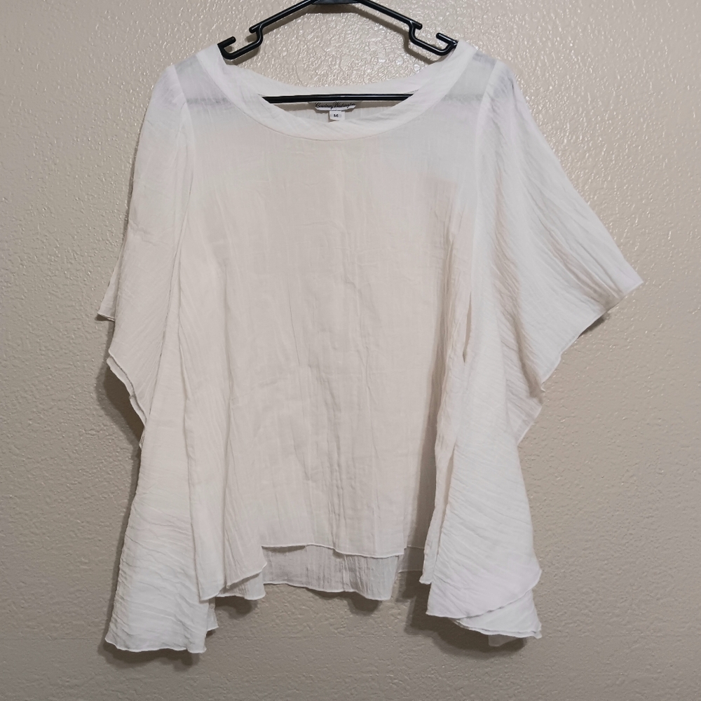 Courtney Washington White Cotton Gauze Lagenlook Top